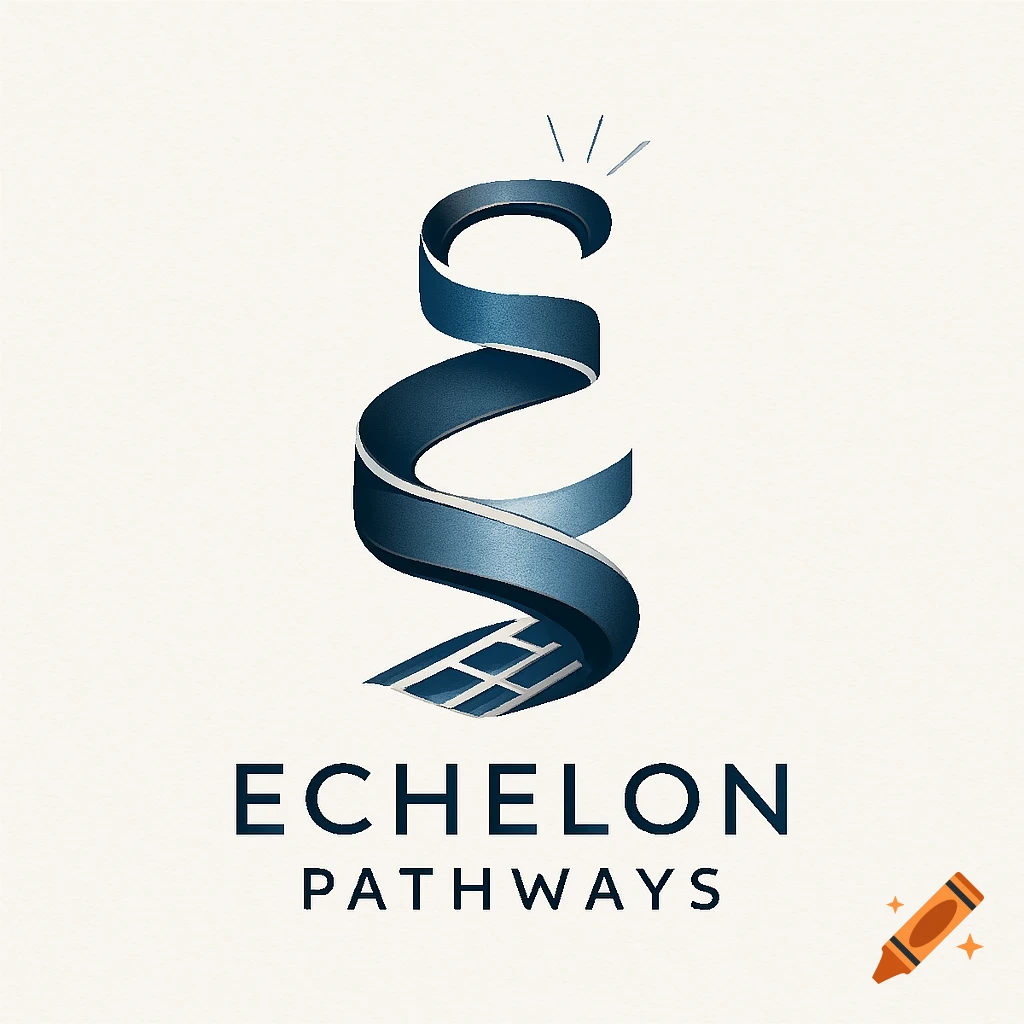 A dark blue spiral logo with the text Echelon Pathways below it.