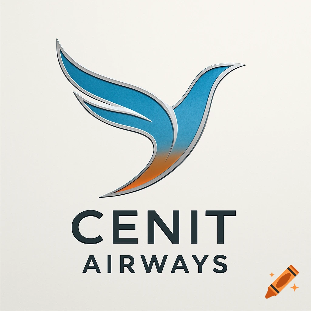 A stylized blue and orange bird logo with silver trim above the words "CENIT AIRWAYS" in dark grey font on a light background.
