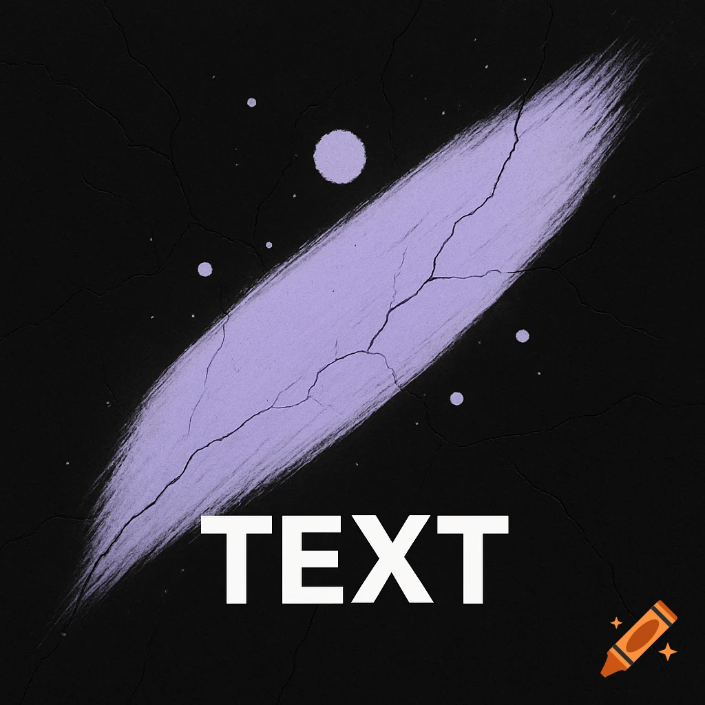 Abstract design featuring a light purple brush stroke on a cracked black background, with the word 'TEXT' in white.