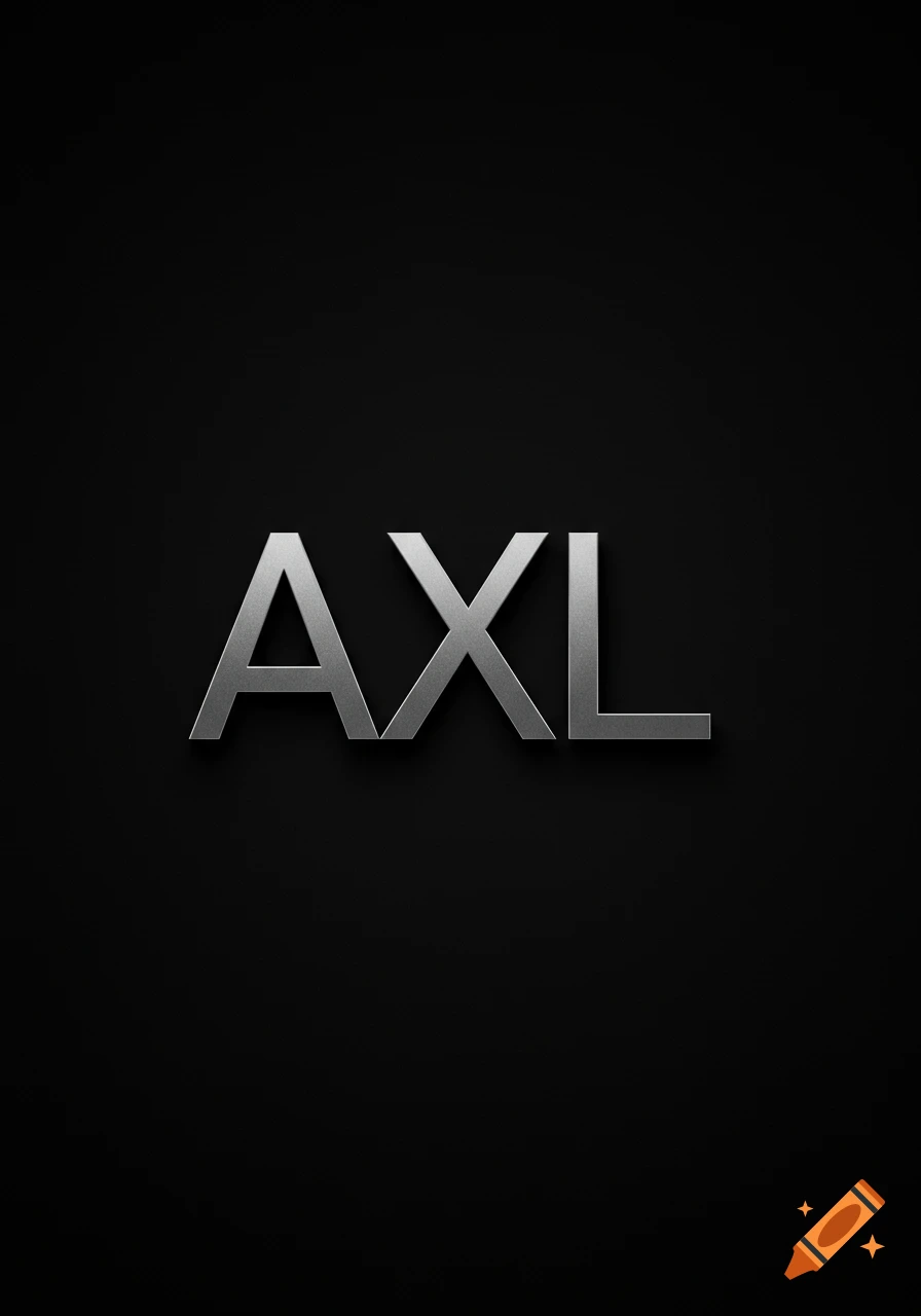 Metallic silver text spelling AXL on a dark black background.