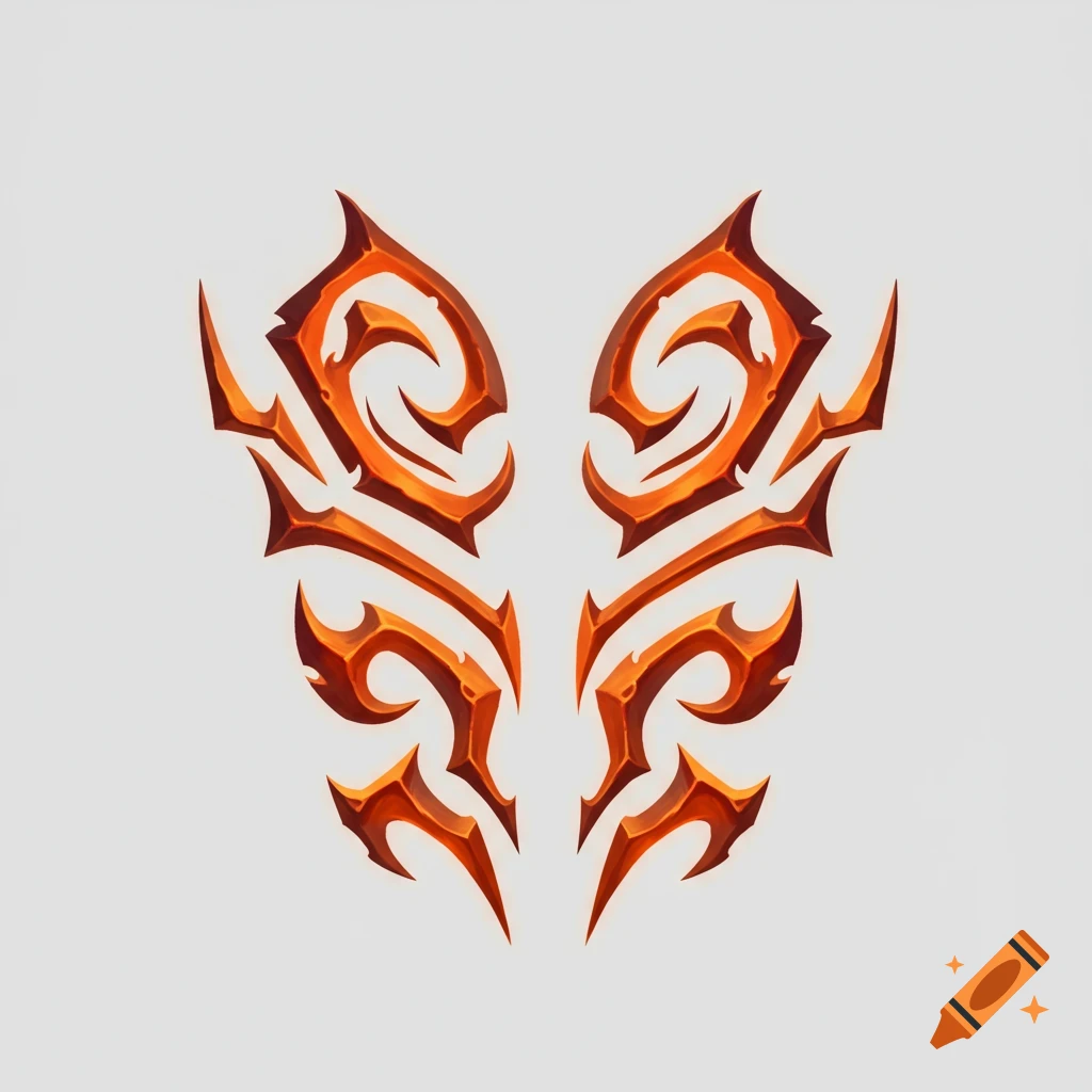 Illidan Stormrage's glowing orange tribal tattoos against a blank white background.
