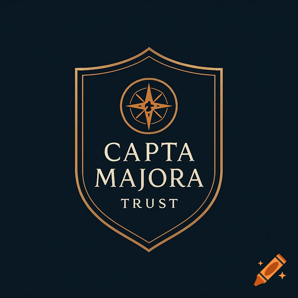 A gold-outlined shield logo on a dark background with a compass rose and the text CAPTA MAJORA TRUST.