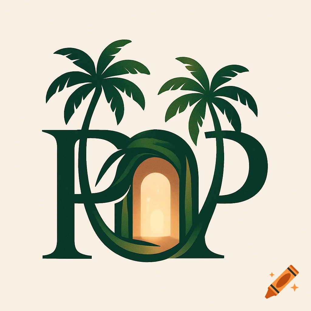 Stylized logo of green 'PP' letters intertwined with palm trees and a glowing portal on a light background.