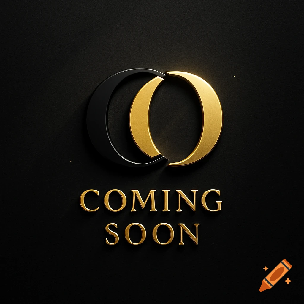 A black and gold interlocking O logo above gold 'COMING SOON' text on a dark background.