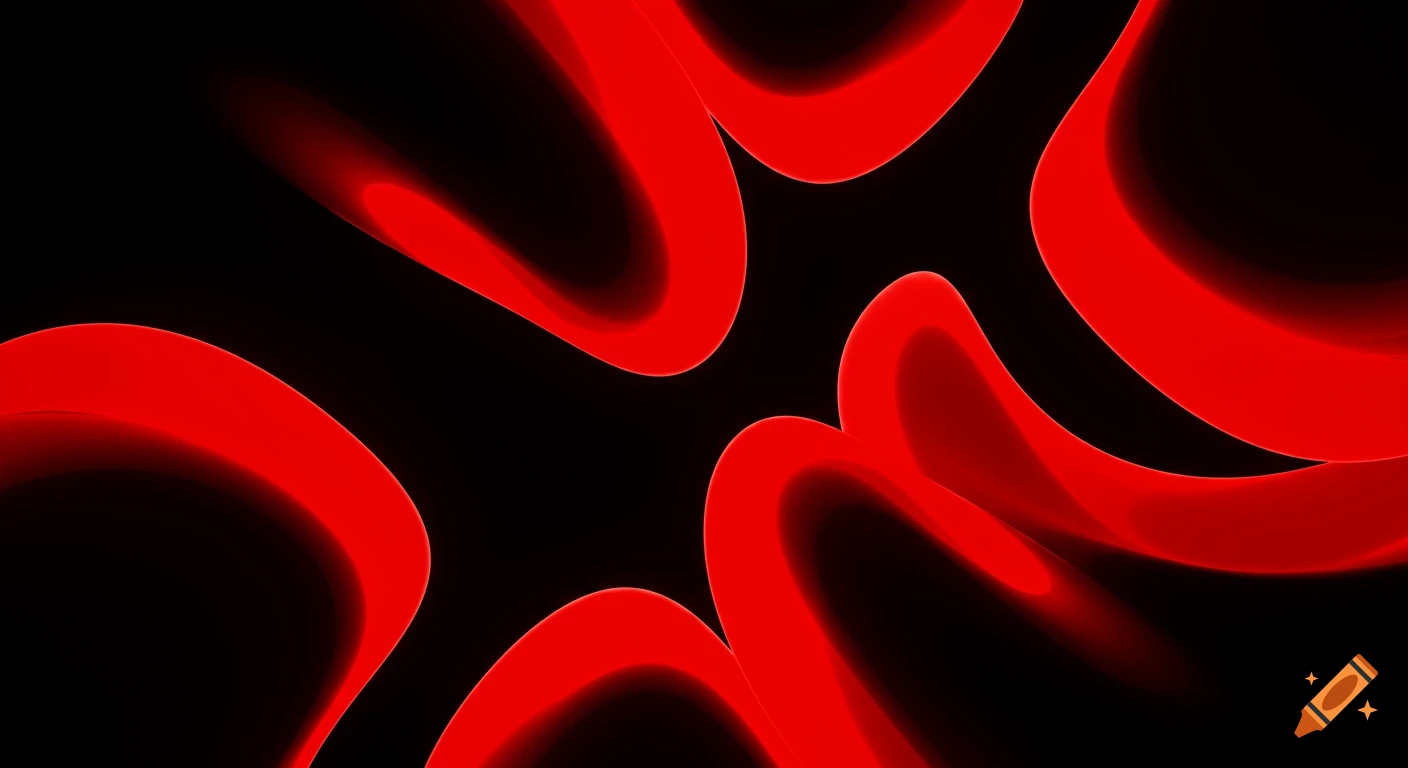 Abstract red glowing flowing shapes on a black background, with high contrast and smooth gradients.