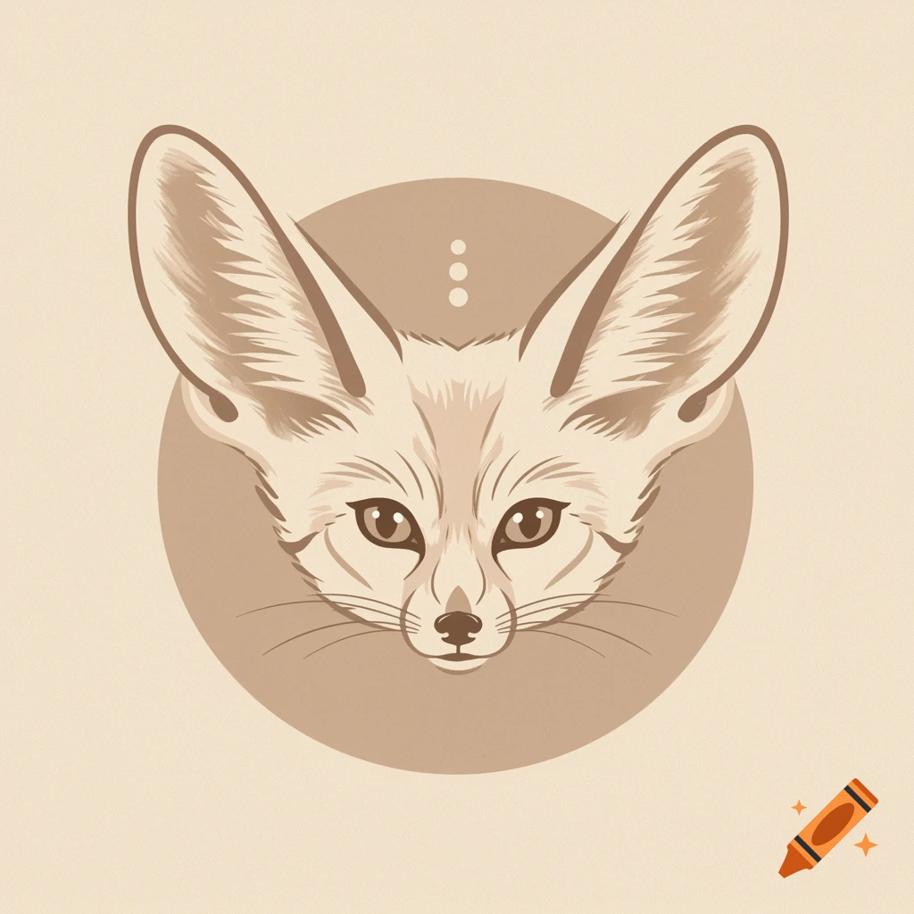 A stylized icon of a fennec fox head in shades of beige and brown, against a circular background.