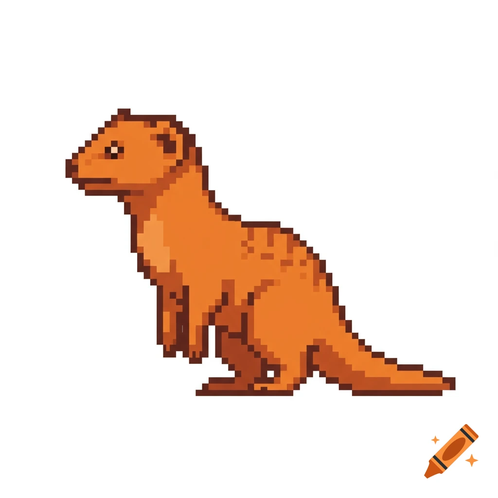 A bright orange and brown pixel art mongoose stands idly in a side view, in classic 16-bit style.