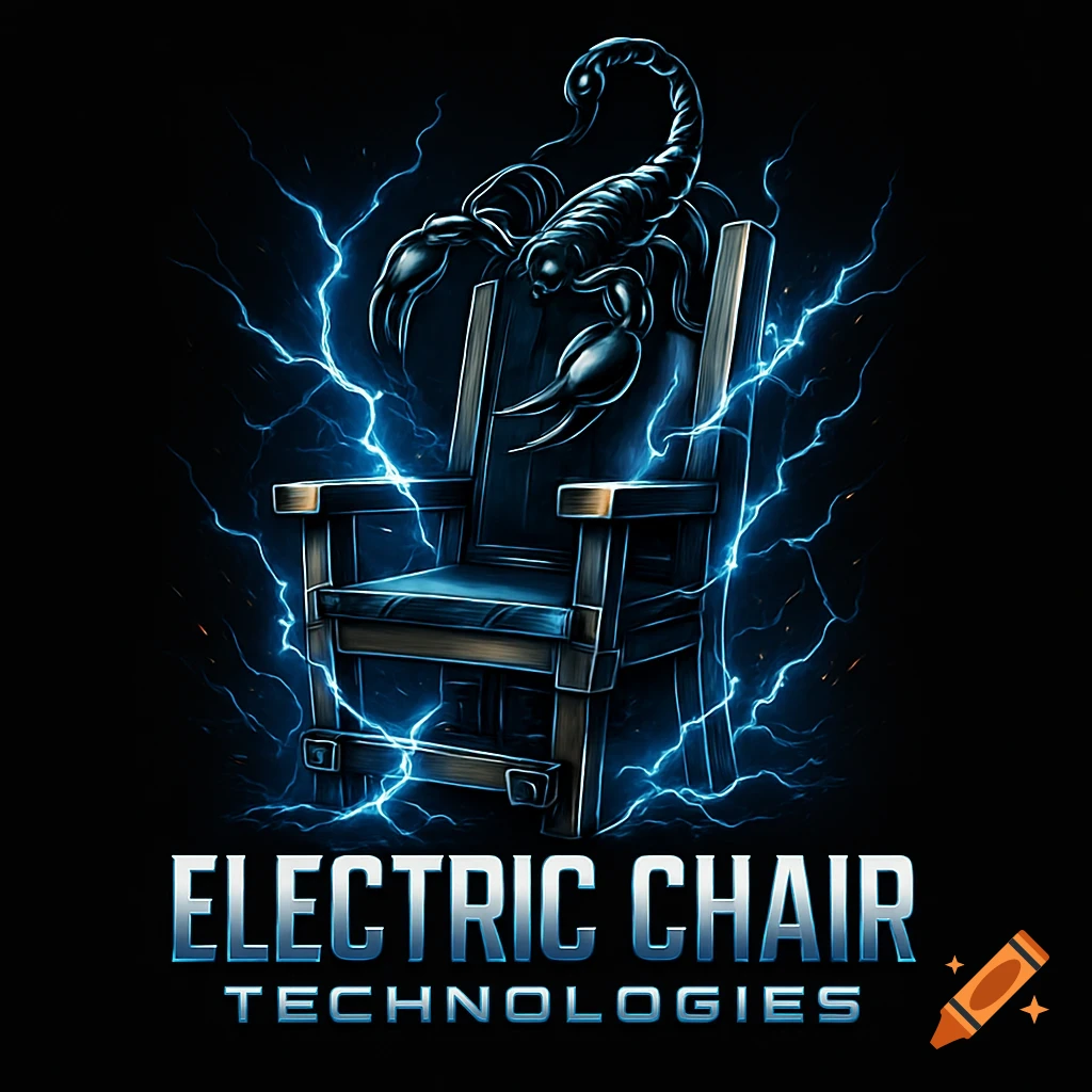 A stylized logo featuring a dark electric chair with a scorpion on its back, surrounded by blue lightning. Below, the text 'ELECTRIC CHAIR TECHNOLOGIES' is displayed.