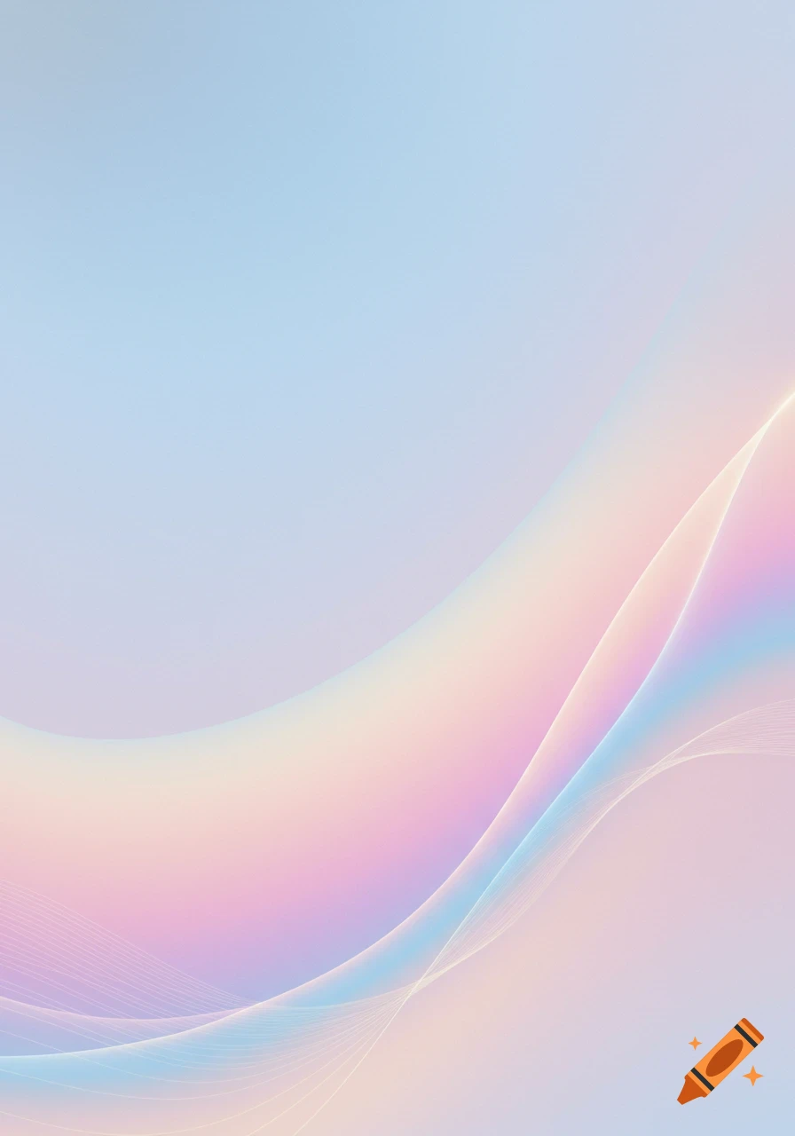 Abstract background with soft pastel waves of blue, pink, and yellow, featuring delicate flowing lines.