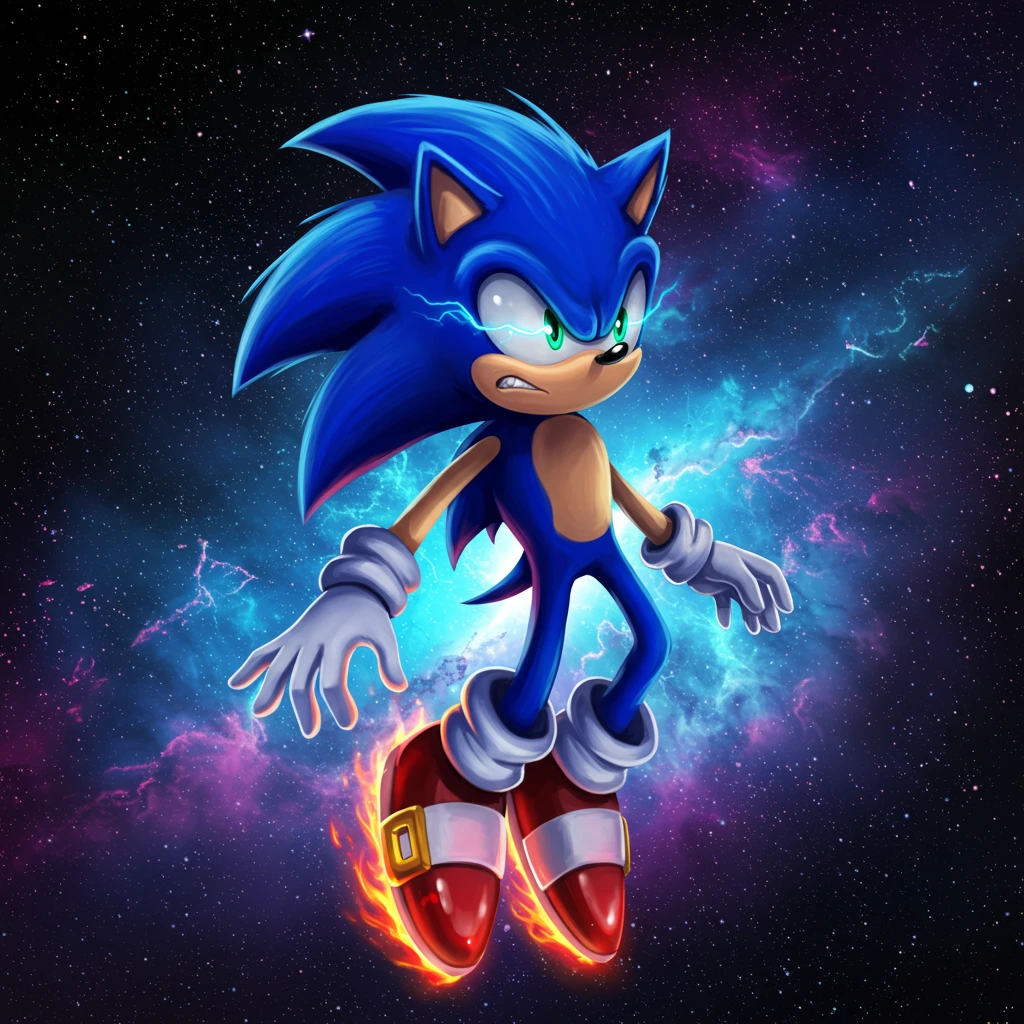 Angry Sonic in space, dubstep inspired art