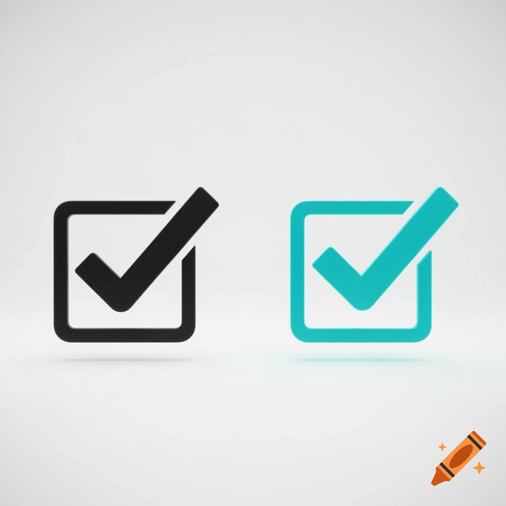 A black unchecked checkbox icon next to a teal checked checkbox icon, both with subtle shadows on a light background.