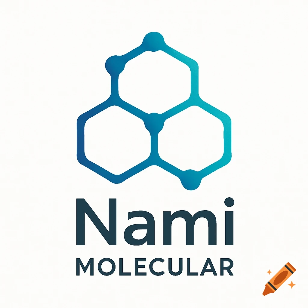 A blue gradient molecular structure logo above the words "Nami MOLECULAR" in dark blue on a white background.