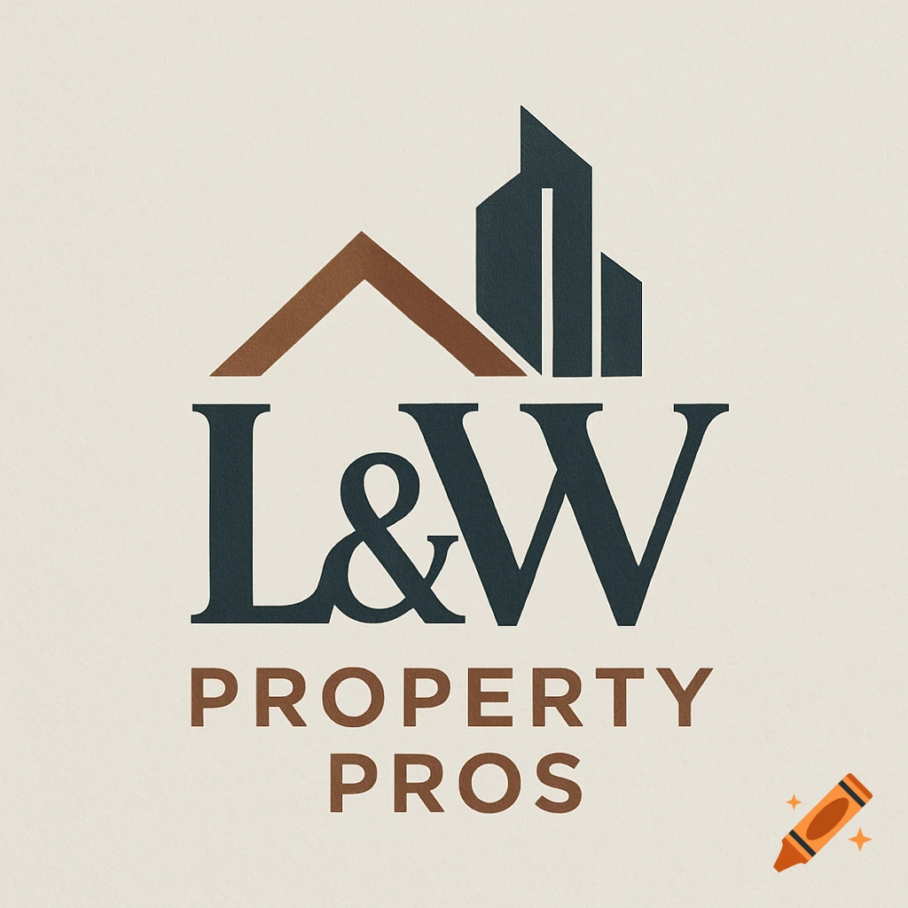 A logo for L&W Property Pros featuring a stylized house and skyscrapers.