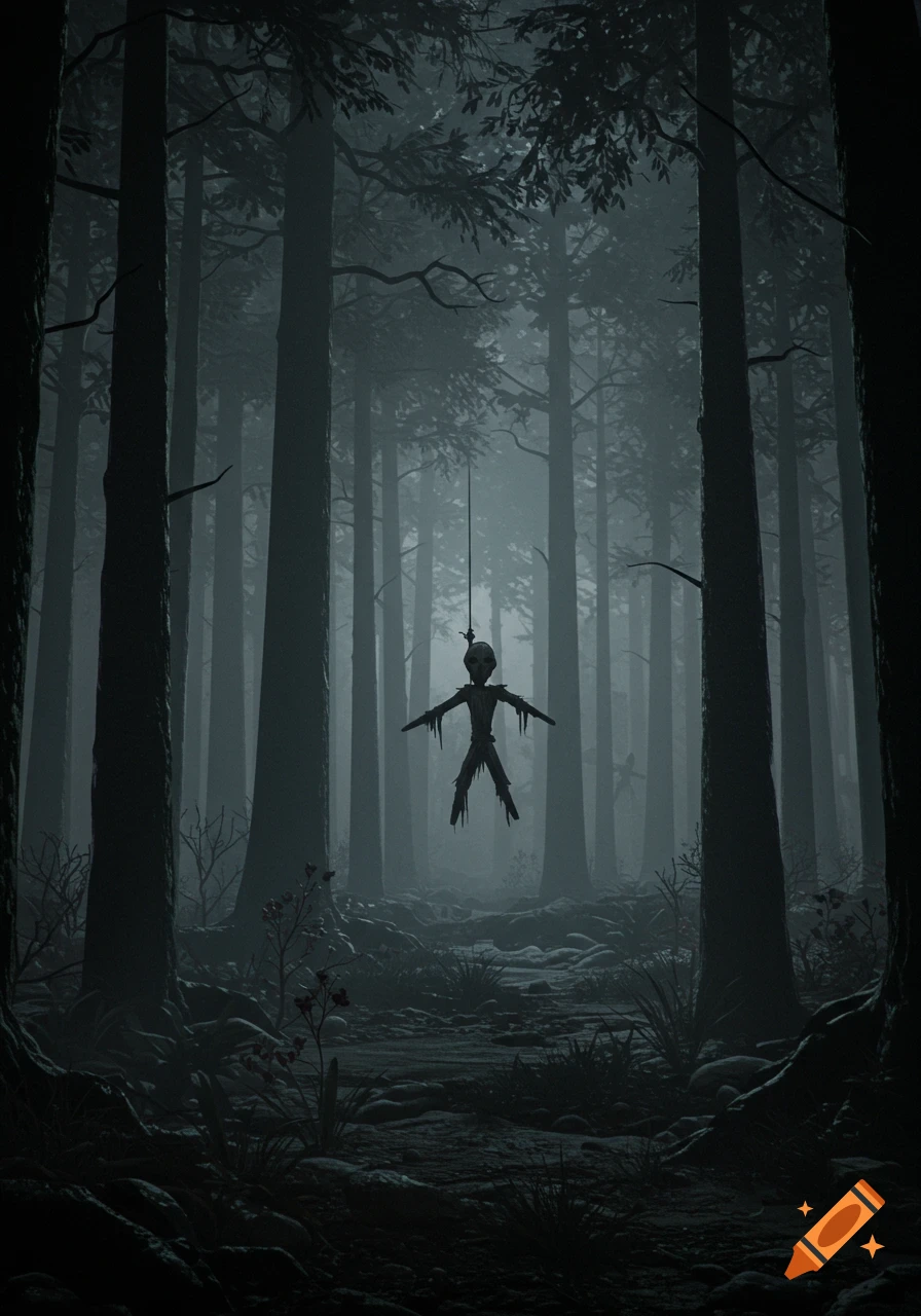 Mysterious Person in a Forest Under Bright Moonlight created