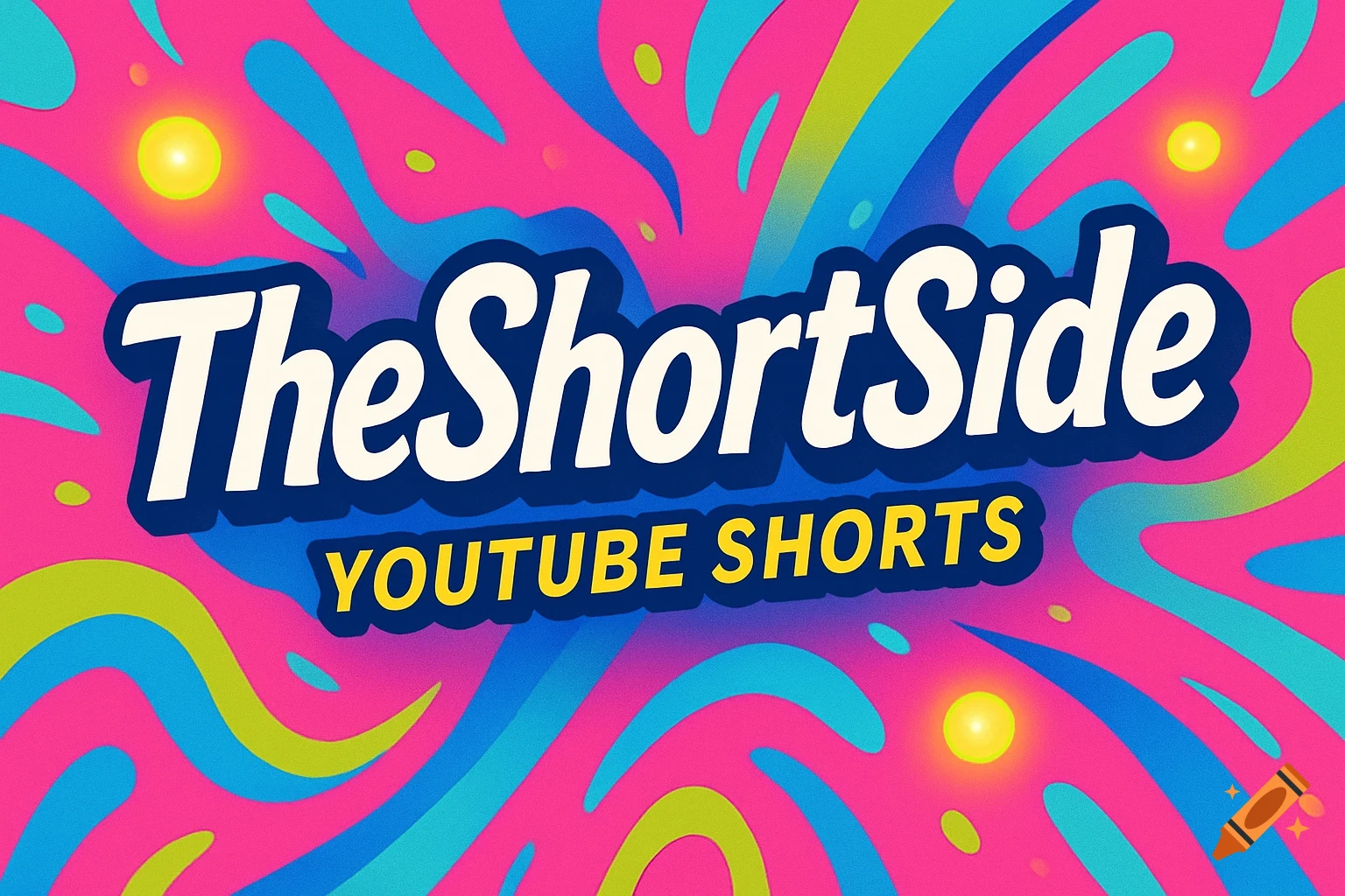 A vibrant banner with 'TheShortSide' and 'YOUTUBE SHORTS' text on a colorful, abstract background with splatters and glowing dots.