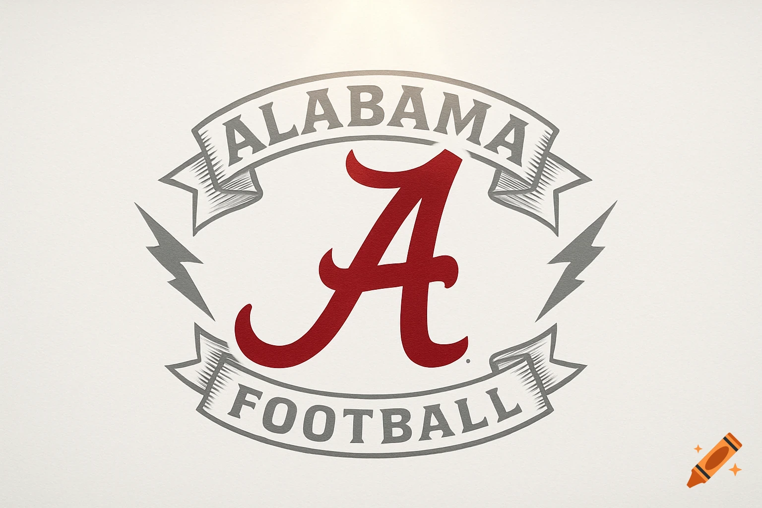A red stylized letter 'A' logo with 'ALABAMA' above and 'FOOTBALL' below on a grey banner, flanked by lightning bolts.