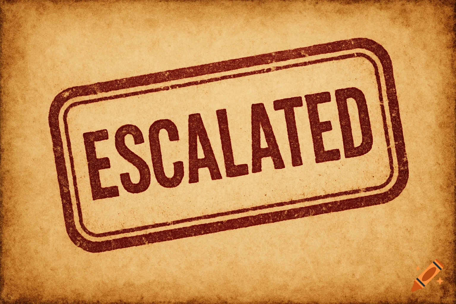 Red stamp mark with the word 'ESCALATED' on aged, textured paper.