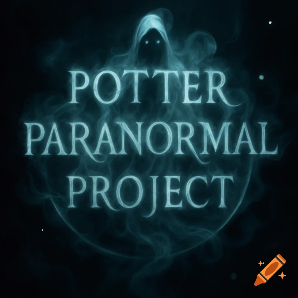 A smoky, blue-green ghostly figure with glowing eyes, encircling the words POTTER PARANORMAL PROJECT on a dark background.