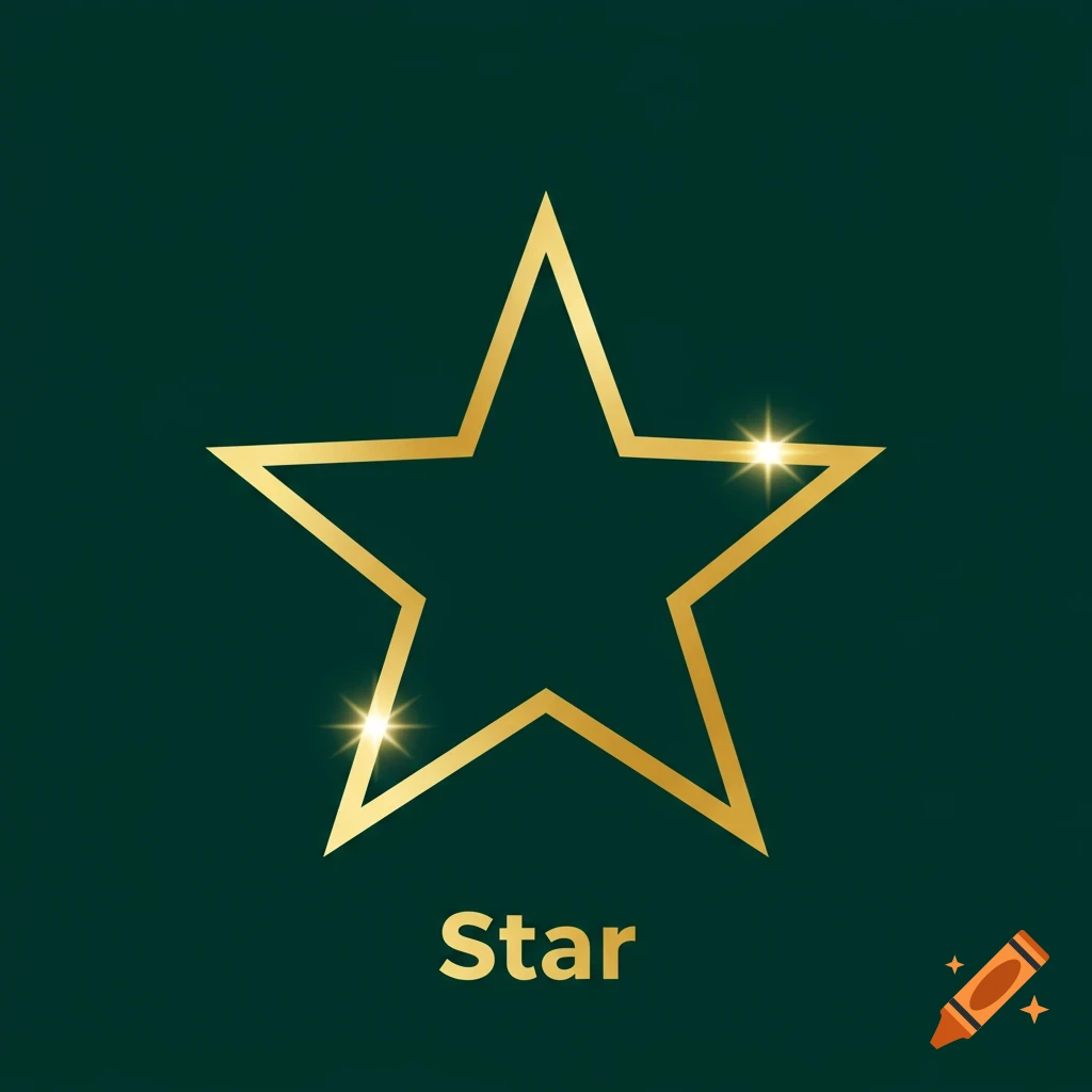 A golden star outline icon on a dark green background with the word 'Star' below.