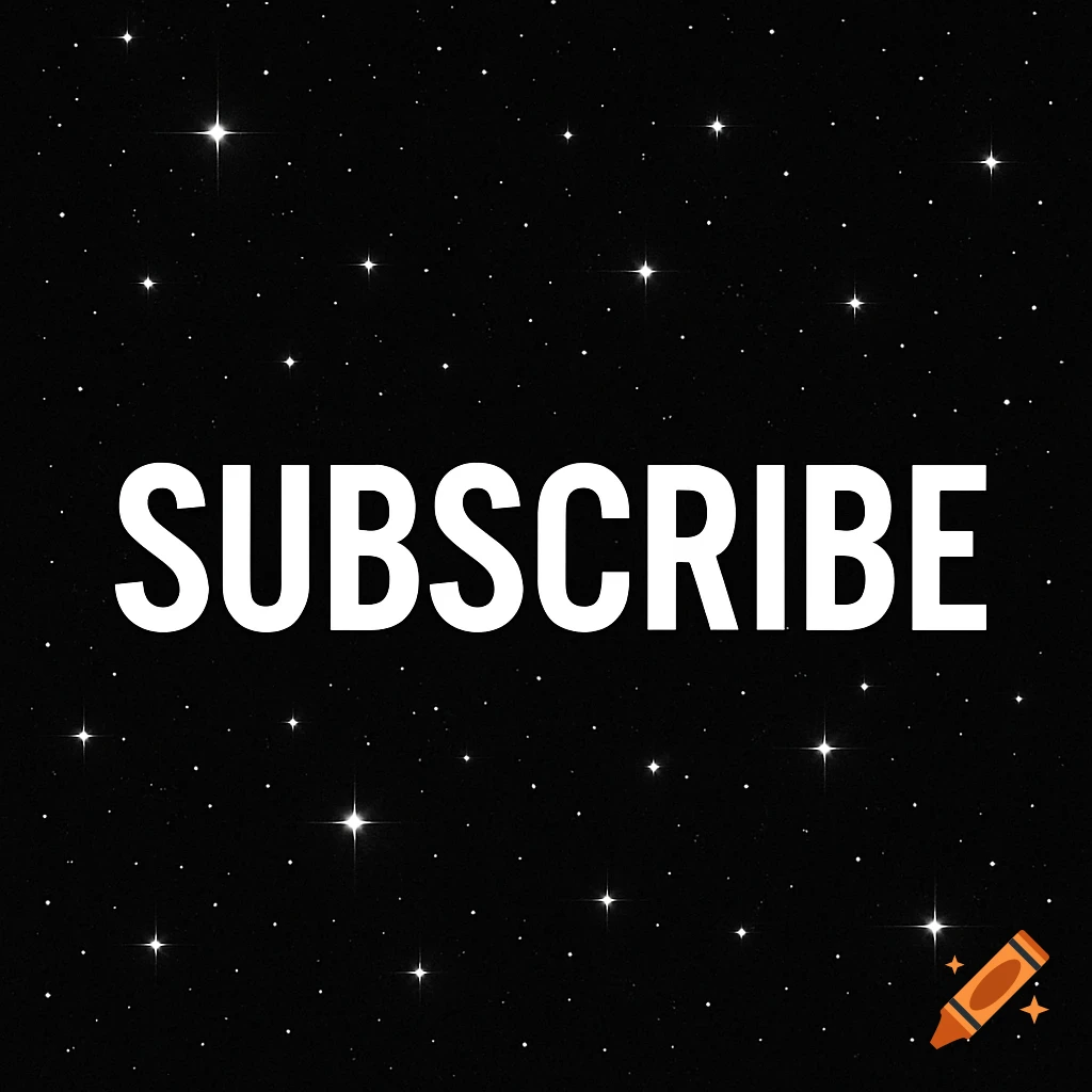 White bold 'SUBSCRIBE' text against a black background filled with sparkling stars.