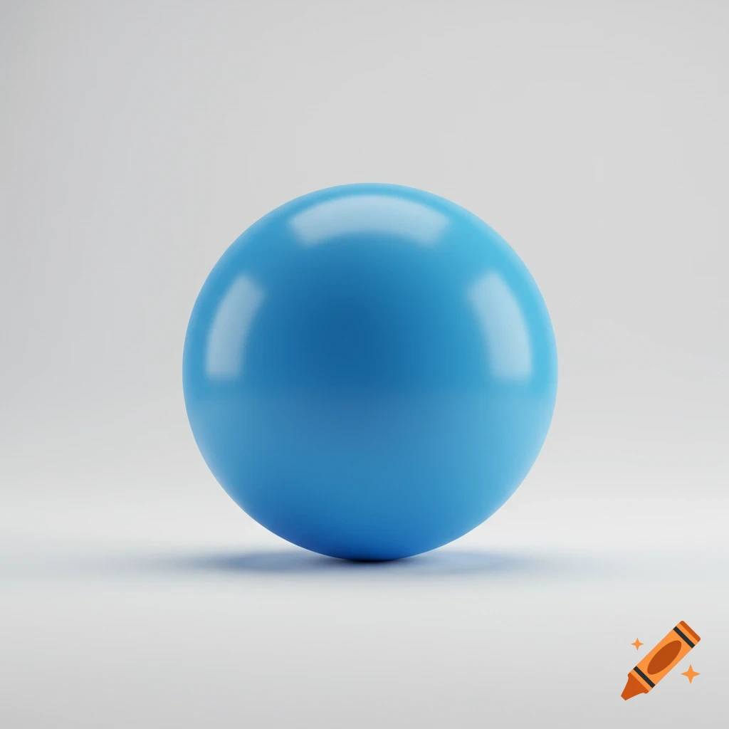A photorealistic bright blue sphere with reflections on a plain white background, casting a soft shadow.