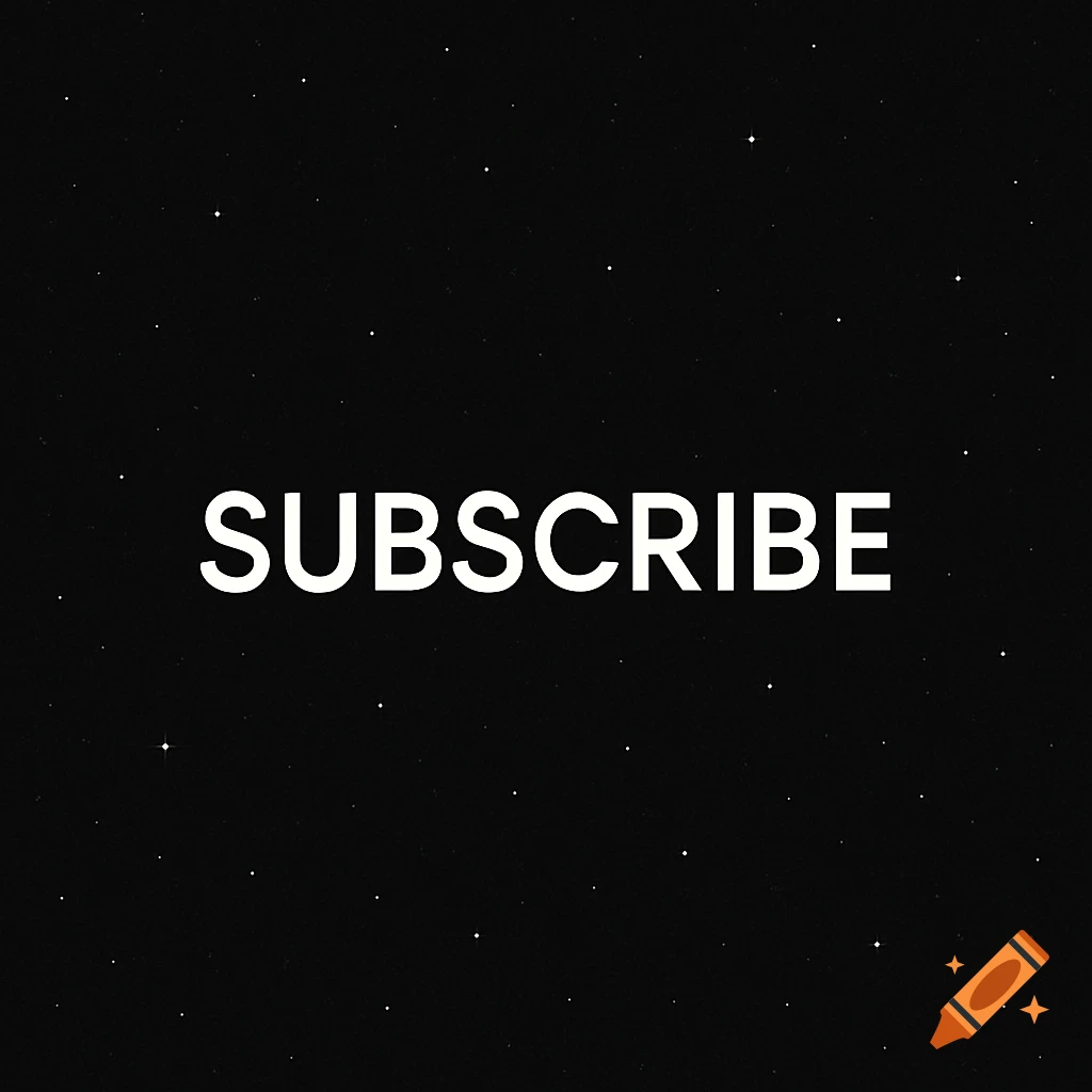 White uppercase word 'SUBSCRIBE' centered on a black starry background.