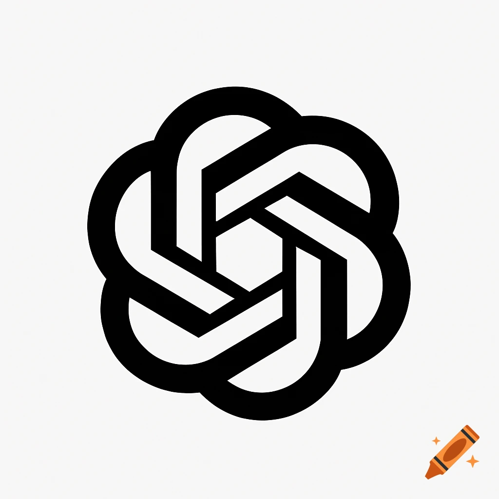 A black knot-like geometric logo on a white background.