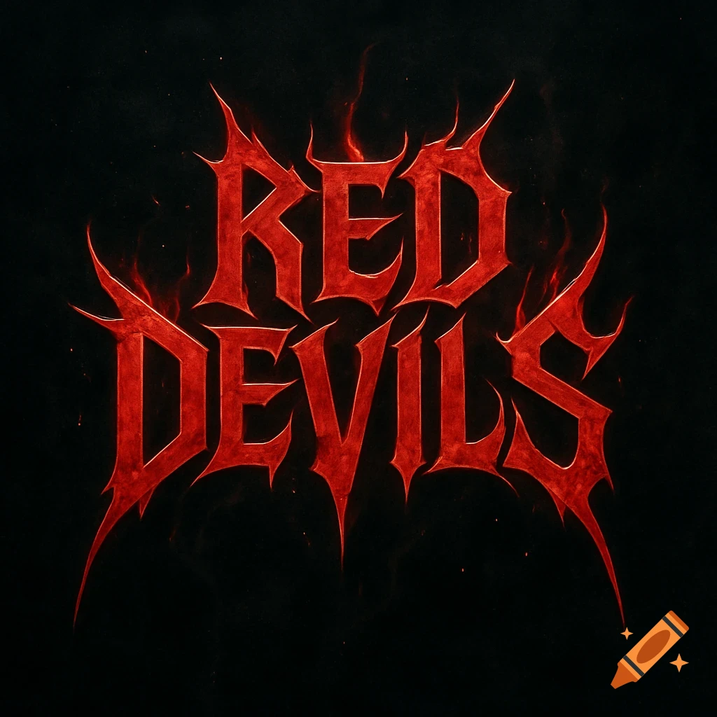 A red, gothic-style band logo reads 'RED DEVILS' with fiery effects on a black background.
