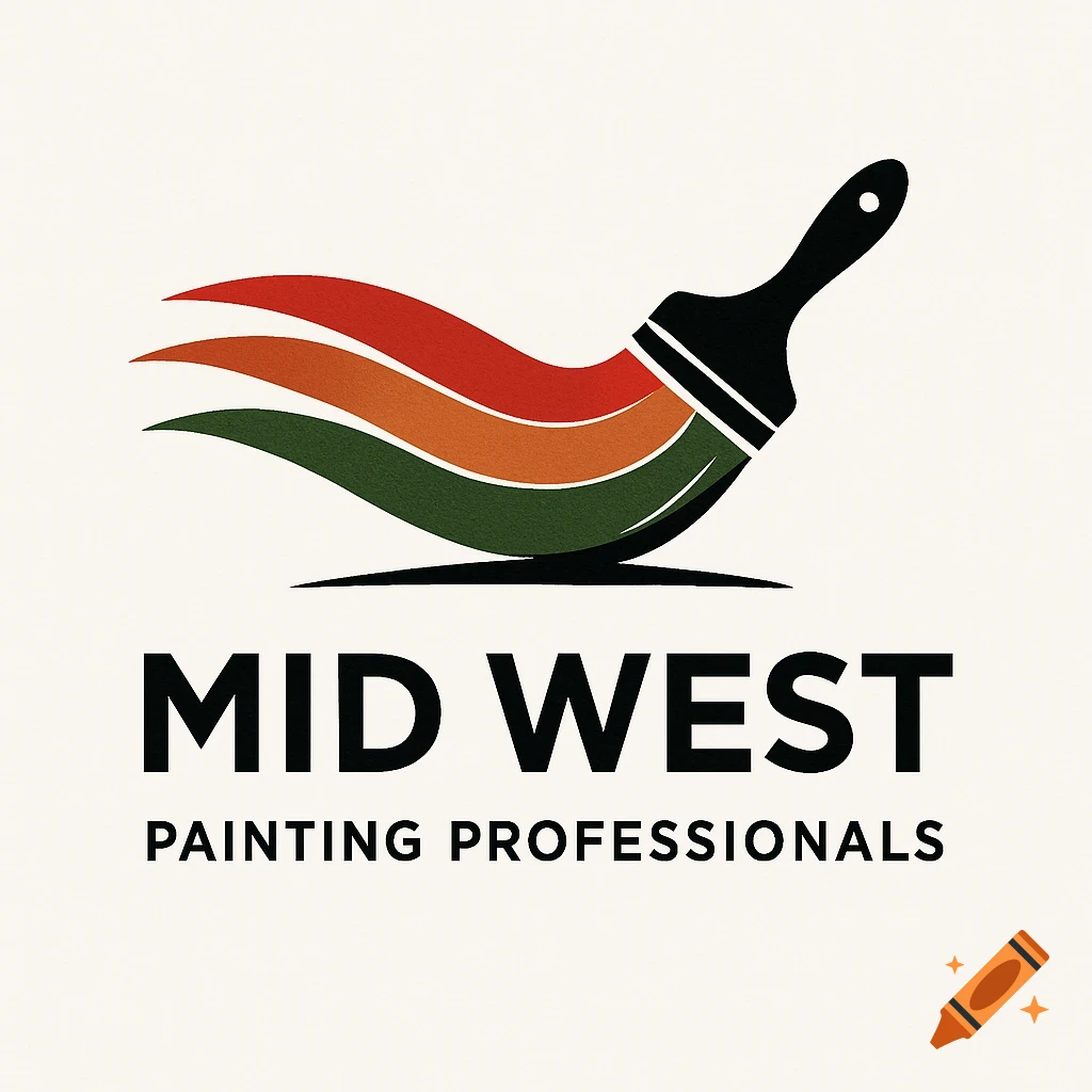 Logo with a black paintbrush applying red, orange, and green paint strokes above the text 'Mid West Painting Professionals'.
