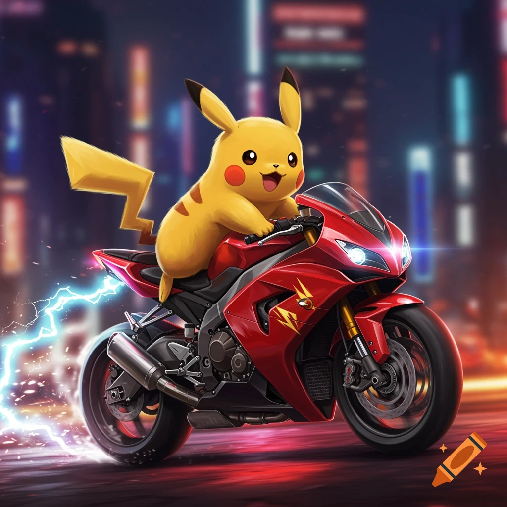 Yoshi cartoon with a Kawasaki ZX4RR motorcycle in black and