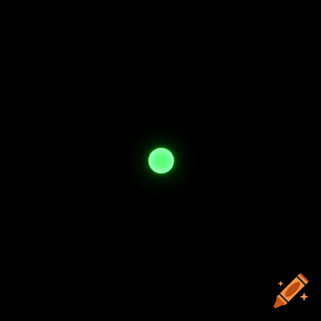 A small, bright green glowing circle centered on a solid black background.