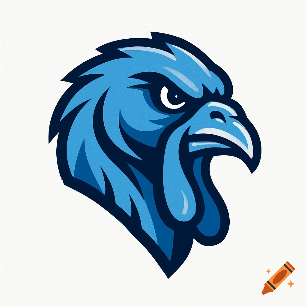 A stylized turkey head sports logo in shades of blue and white on a light background.