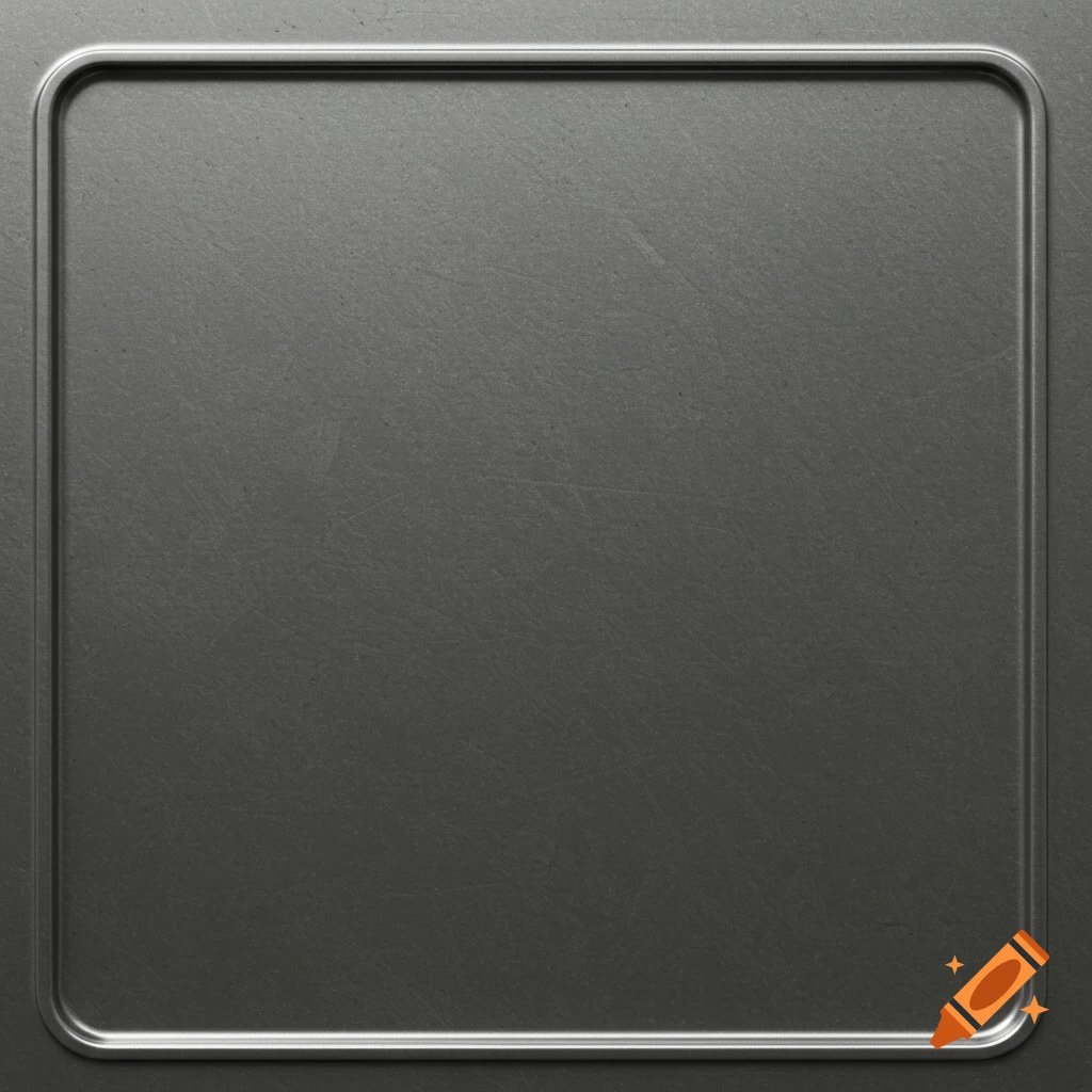 A dark gray metal background with a raised, rounded rectangular border, appearing front-on and taking up the whole space.