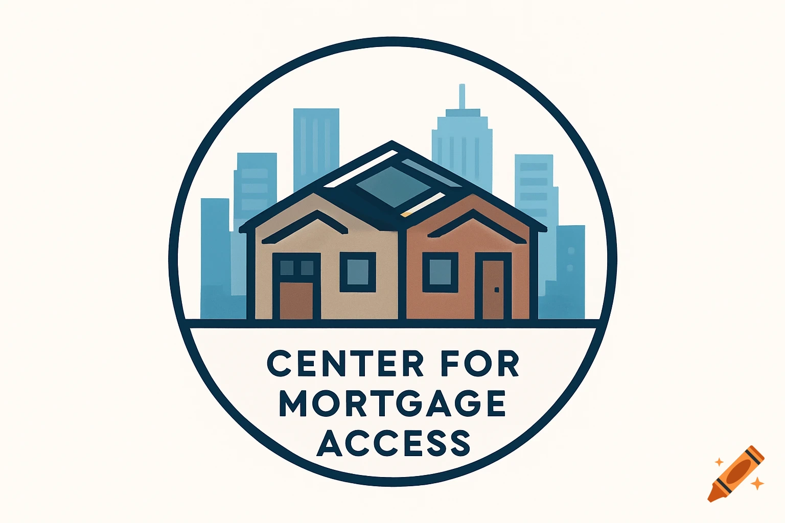 A logo featuring a duplex house and city skyline within a circle, with the text 'Center for Mortgage Access' below.