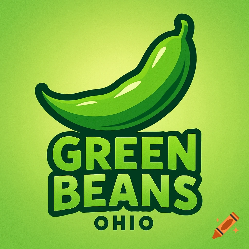A vibrant green logo featuring a stylized green bean above the words "GREEN BEANS OHIO" on a light green background.