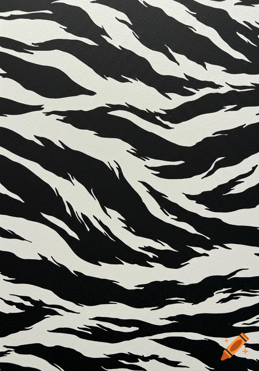 Black and white abstract tiger stripe pattern.
