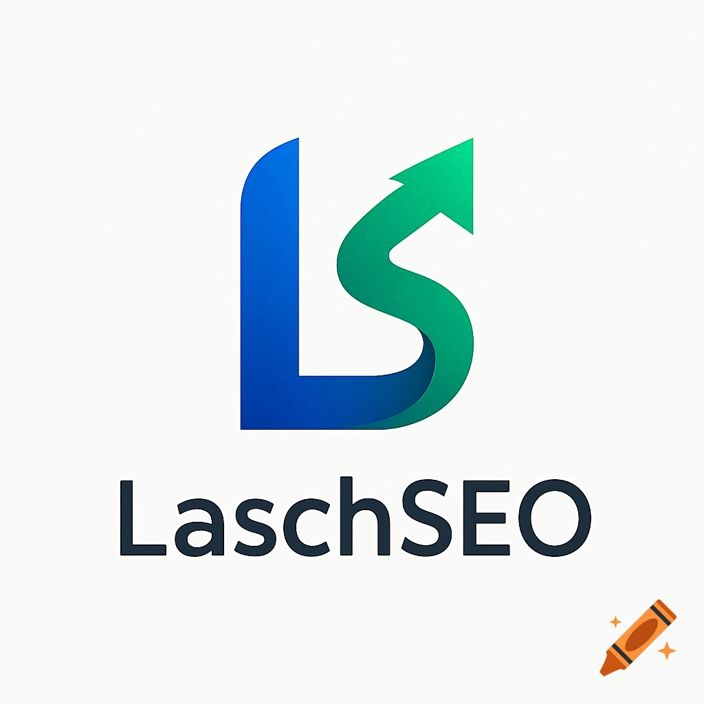 LaschSEO logo with stylized blue L and green S forming an upward arrow.