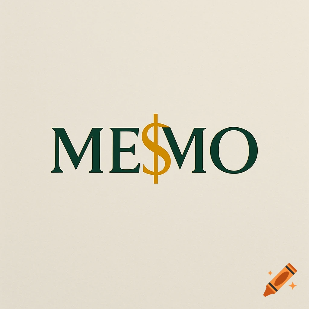 ME$MO logo in dark green with a gold dollar sign on a light background.