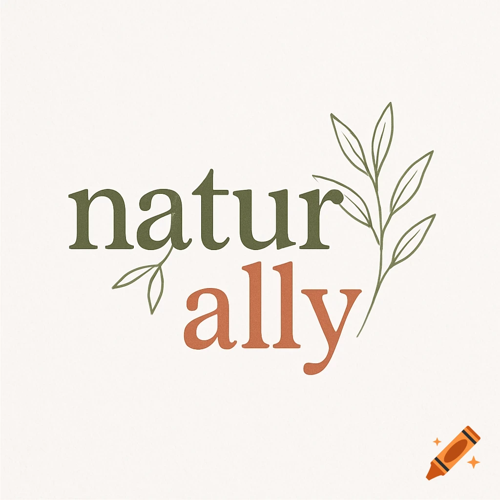Logo with 'natur' in green and 'ally' in reddish-brown, accented by green leaves on a light background.