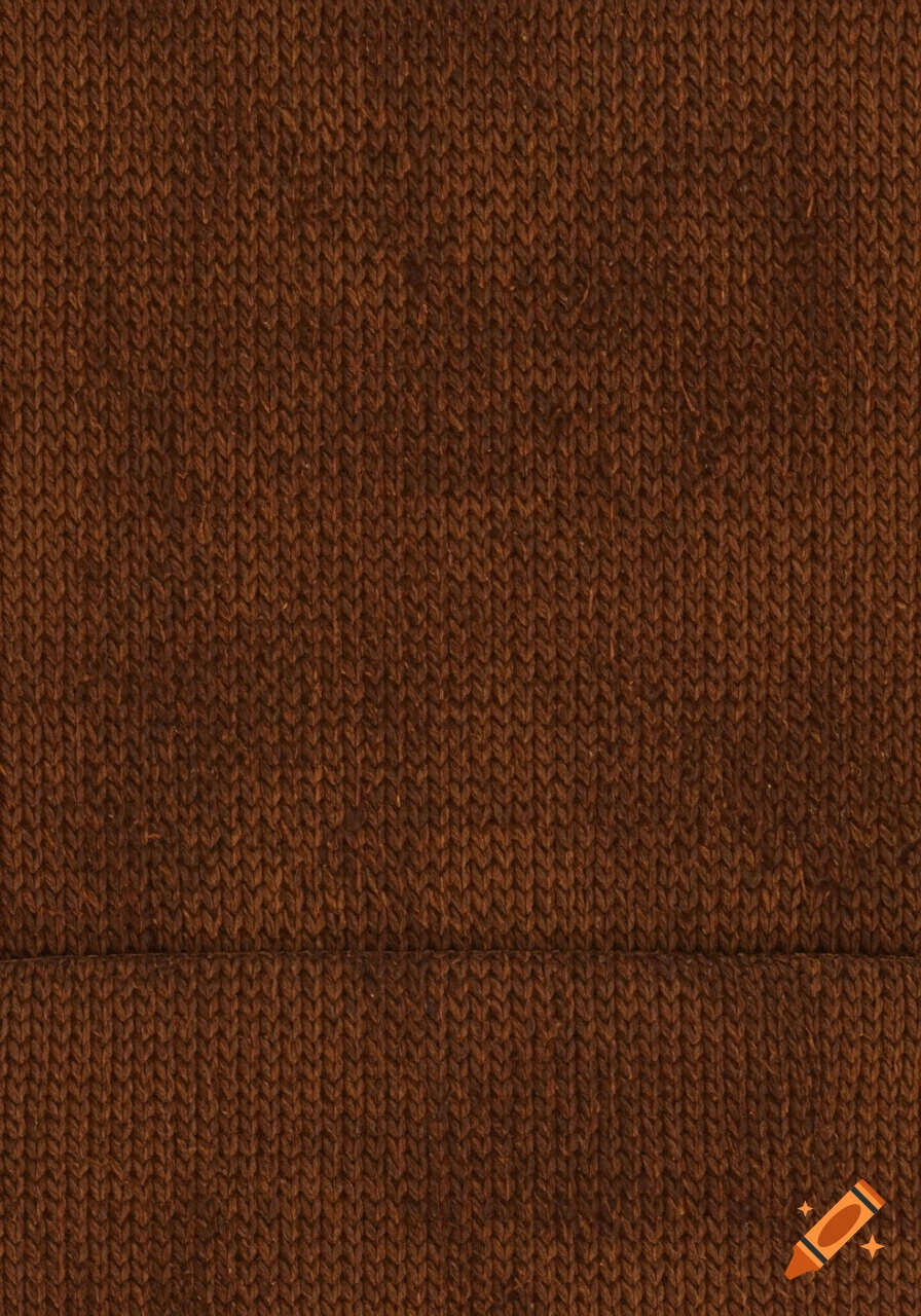 Close-up of a dark brown knitted fabric texture with a visible horizontal seam.