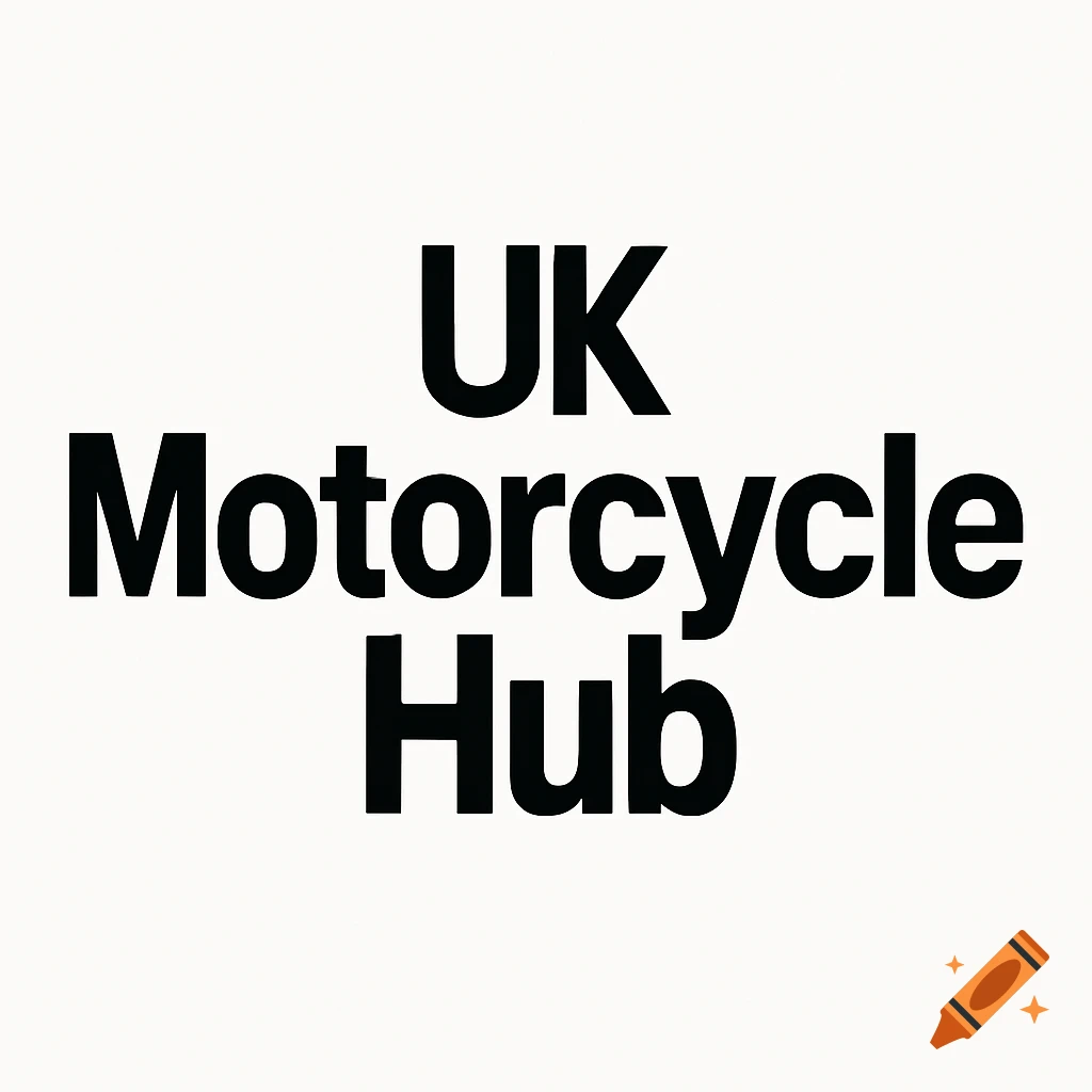 Black text "UK Motorcycle Hub" on a plain white background in a minimalist style.