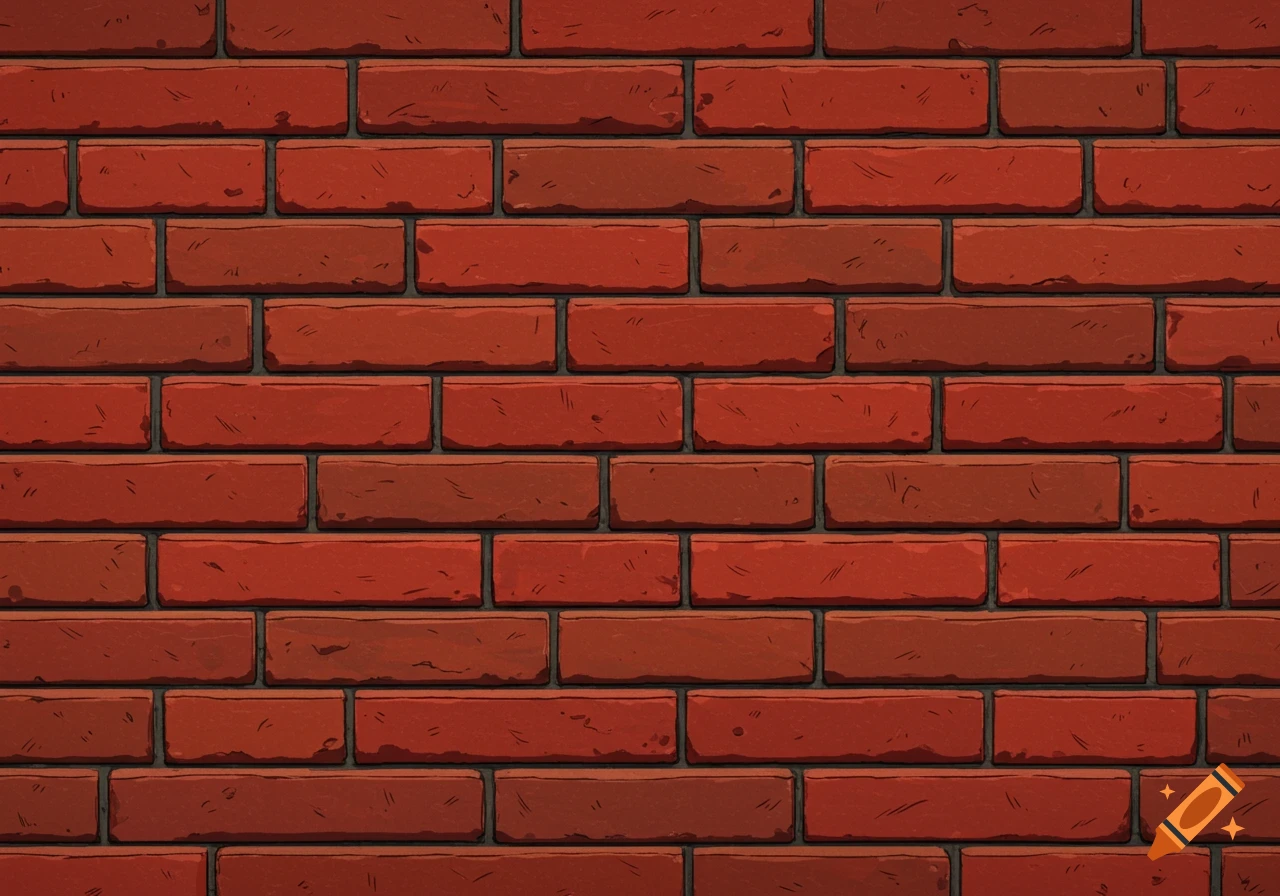 A stylized, close-up view of a red brick wall, resembling an anime-style texture.
