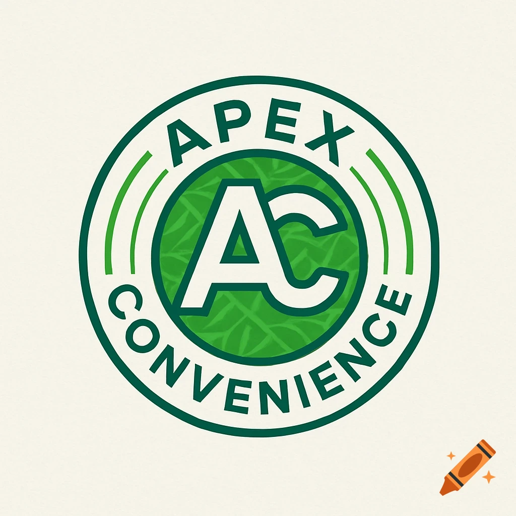 A green circular logo for "APEX CONVENIENCE" with "AC" in the center, on a cream background.