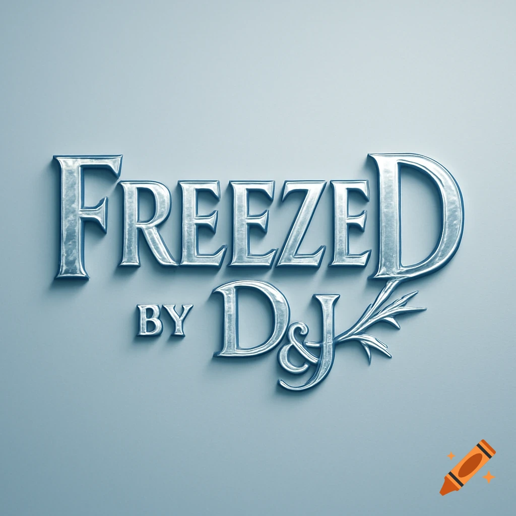 A metallic 3D logo of the word FREEZED with 'BY D&J' below it, set against a light blue background.