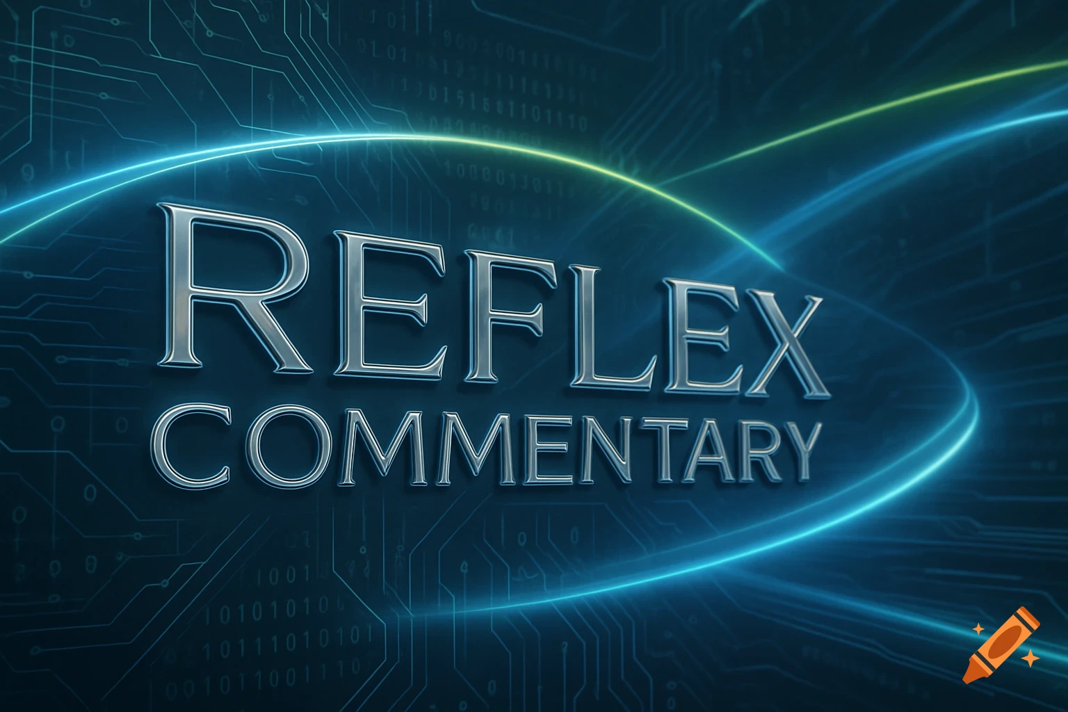 3D metallic text 'REFLEX COMMENTARY' on a dark blue tech-themed background with glowing circuit lines and binary code.