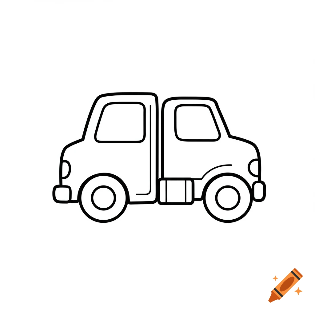 Simple black and white line art of a truck in side profile.