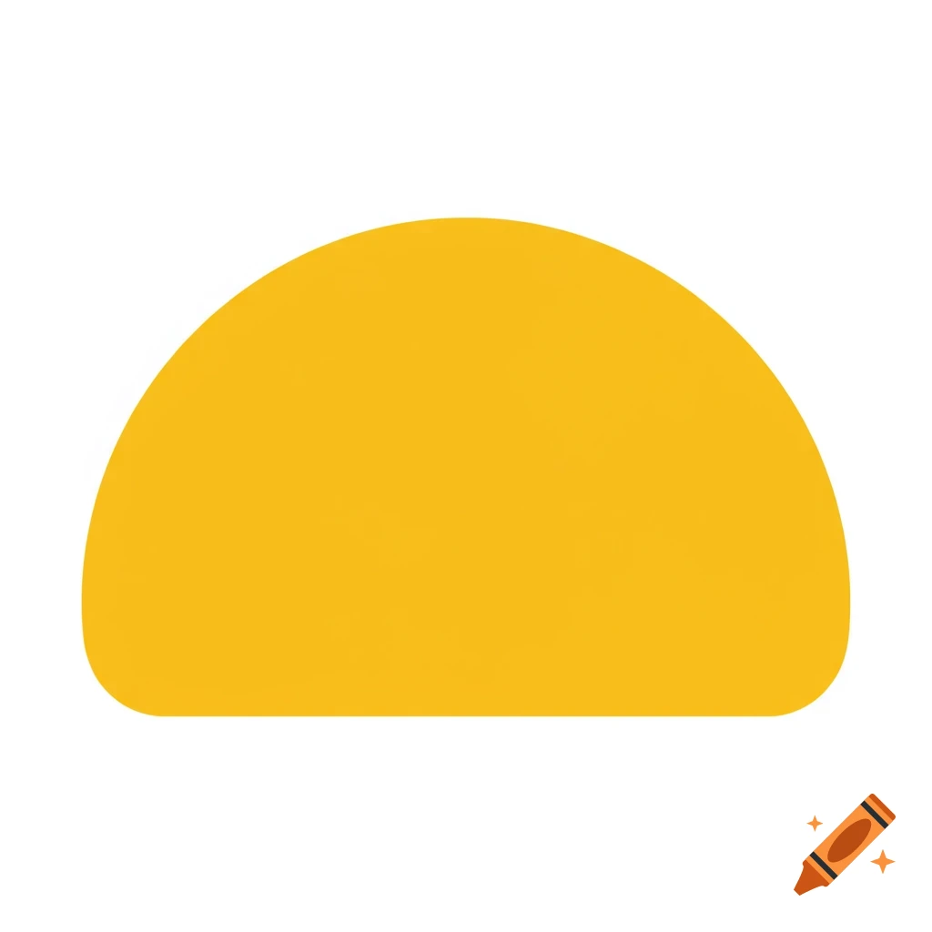 A yellow half-circle on a white background.