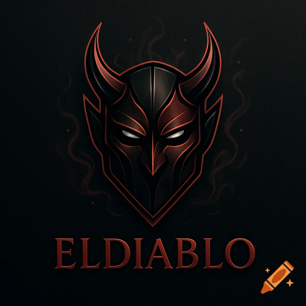 A stylized black and red devil mask logo with glowing eyes and horns, with the text 'ELDIABLO' below it on a dark background.