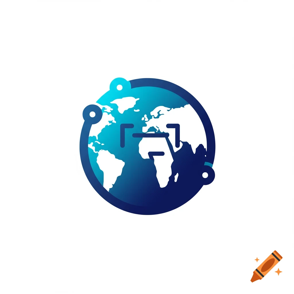 A blue and turquoise globe logo with a scanner icon and network connection points.