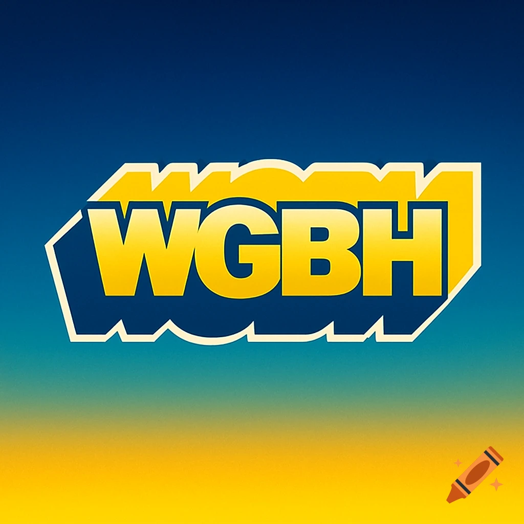 A yellow WGBH logo with a blue outline against a blue and yellow gradient background.